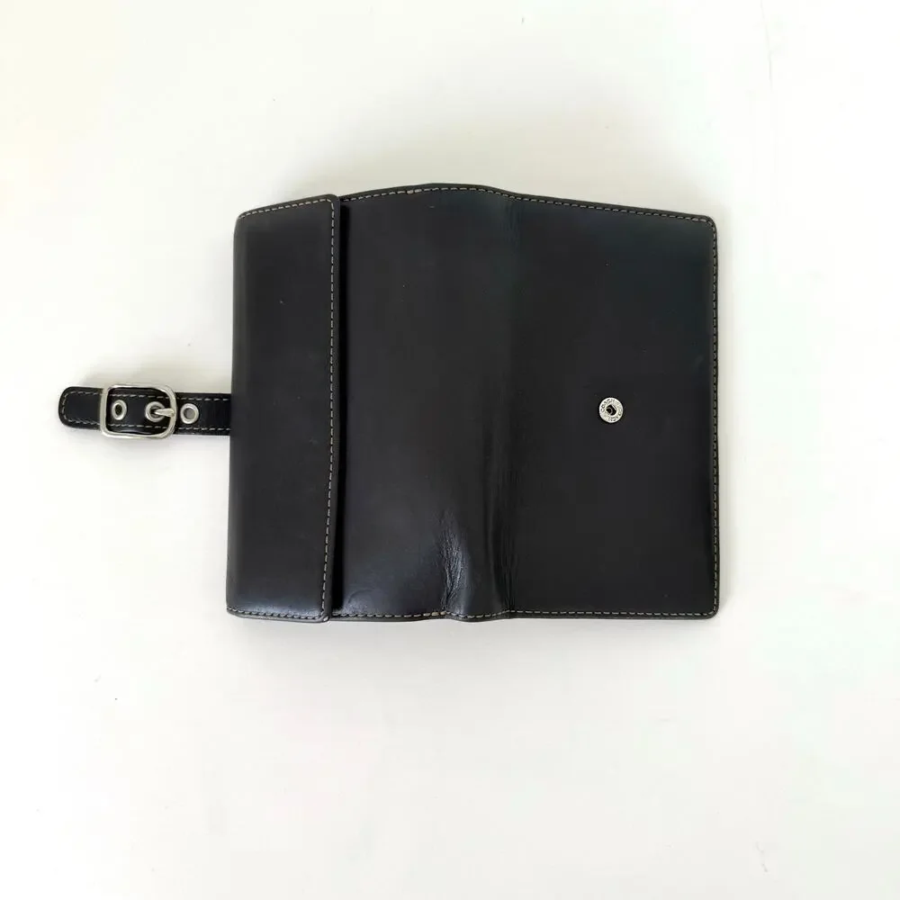 Coach Vintage Buckle Bifold Wallet Organizer Cardholder Black Leather